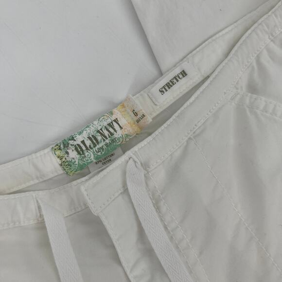 Y2k Old Navy White Eyelet Trim Cargo Pants Women’s Size 6 Regular Stretch - Picture 3 of 7